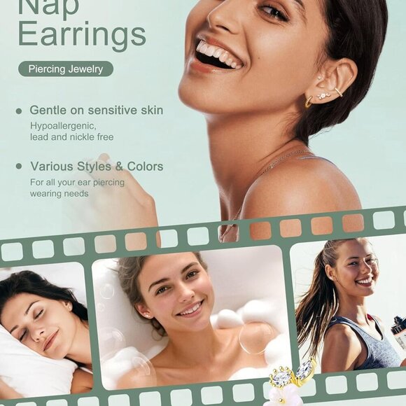 16 Gauge Cartilage Earrings for Women Flat Back-Hypoallergenic Surgical Stainles - Picture 6 of 9